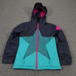 686 Ski Jacket Girls 8 Blue Teal Hooded InfiDRY 10K Waterproof Insulated Snow